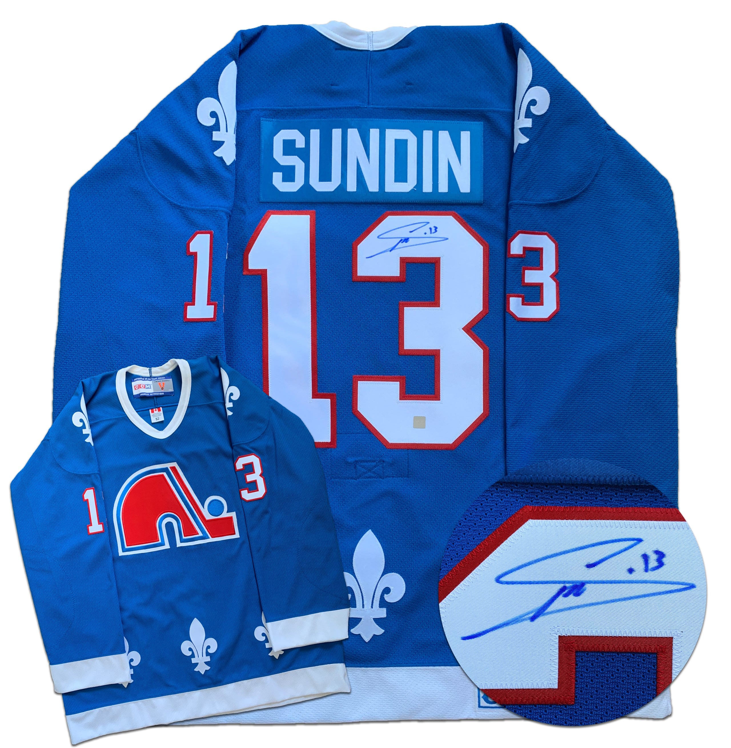 MATS SUNDIN Signed Retro CCM Blue Quebec Nordiques Jersey - NHL