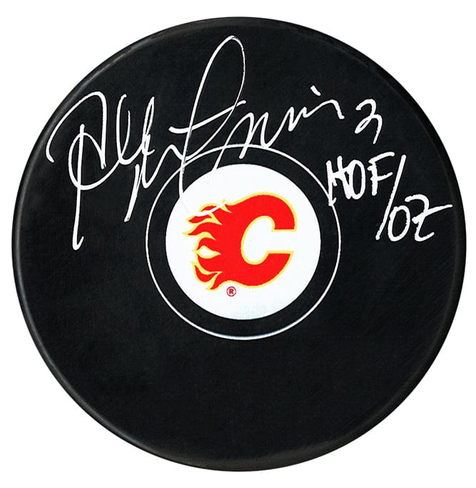 Al MacInnis Autographed Calgary Flames HOF Inscribed Puck CoJo Sport Collectables Inc.