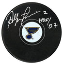 Al MacInnis Autographed St. Louis Blues HOF Inscribed Puck CoJo Sport Collectables Inc.