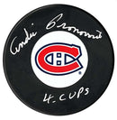 Andre Pronovost Autographed Montreal Canadiens 4 Cups Inscribed Puck CoJo Sport Collectables Inc.