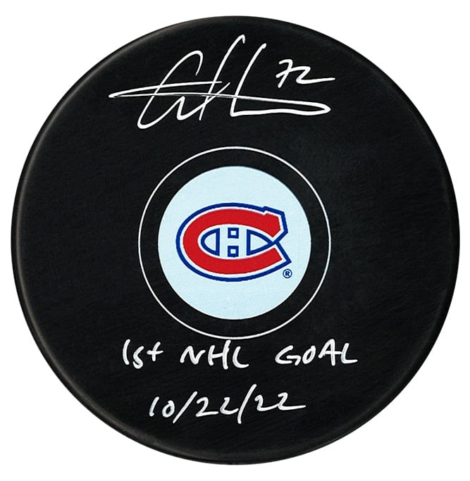 Arber Xhekaj Autographed Montreal Canadiens 1st Goal Inscribed Puck CoJo Sport Collectables Inc.