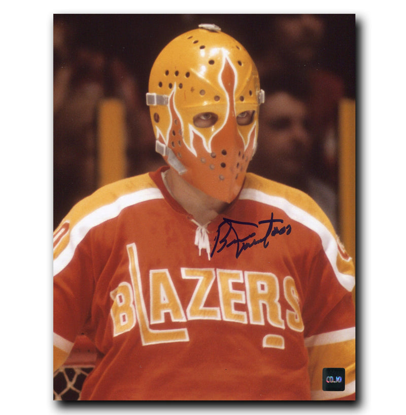Bernie Parent Philadelphia Blazers Autographed Mask 8x10 Photo CoJo Sport Collectables Inc.