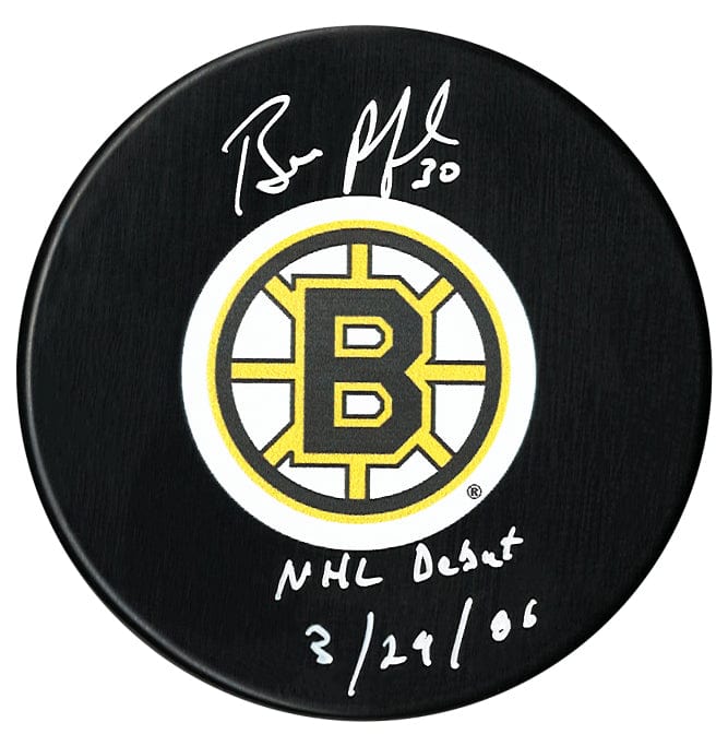 Bill Ranford Autographed Boston Bruins Debut Inscribed Puck CoJo Sport Collectables Inc.