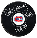 Bob Gainey Autographed Montreal Canadiens HOF Inscribed Puck (Small Logo) - CoJo Sport Collectables Inc.
