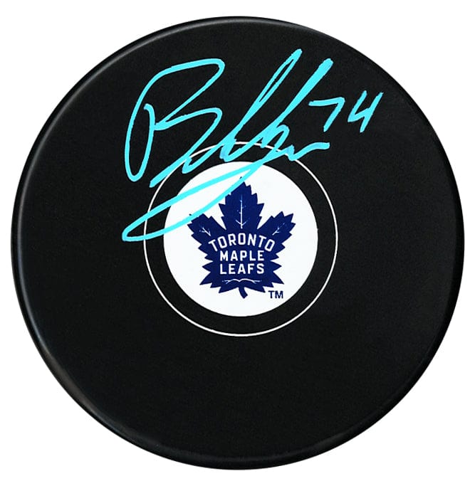 Bobby McMann Autographed Toronto Maple Leafs Puck (Baby Blue) CoJo Sport Collectables Inc.