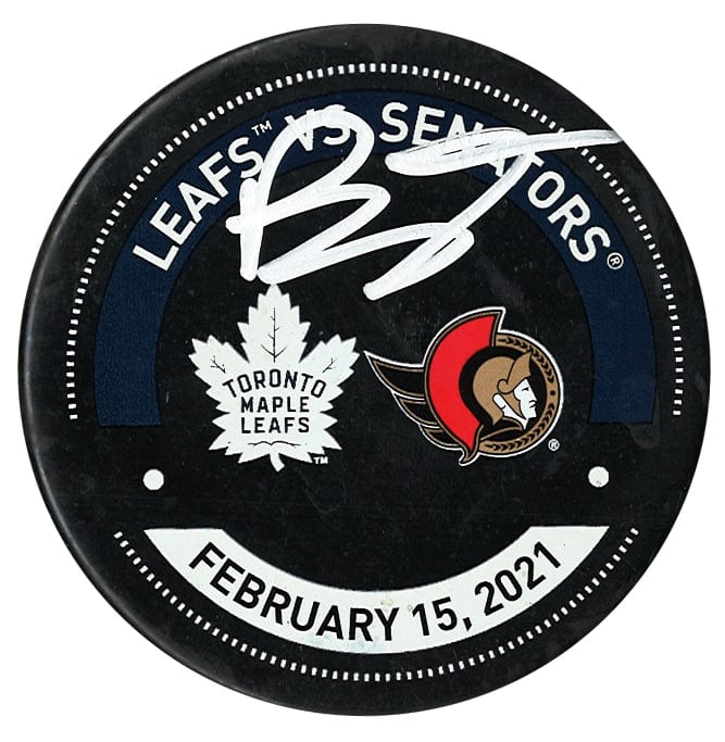 Brady Tkachuk Autographed Ottawa Senators February 15, 2021 Warm-Up Used Puck (