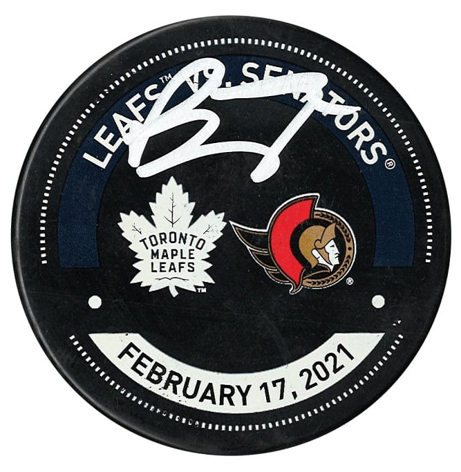 Brady Tkachuk Autographed Ottawa Senators February 17, 2021 Warm-Up Used Puck (