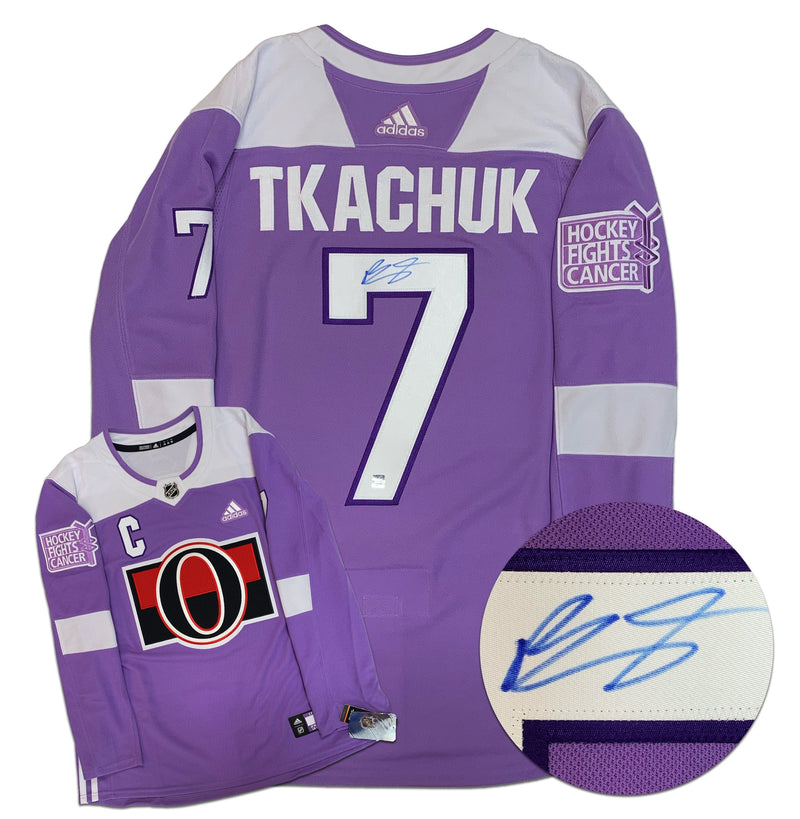 Brady Tkachuk Ottawa Senators Autographed Hockey Fights Cancer Adidas Warm-Up Jersey CoJo Sport Collectables Inc.