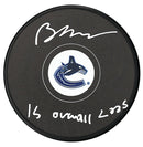 Braeden Cootes Autographed Vancouver Canucks Draft Inscribed Puck