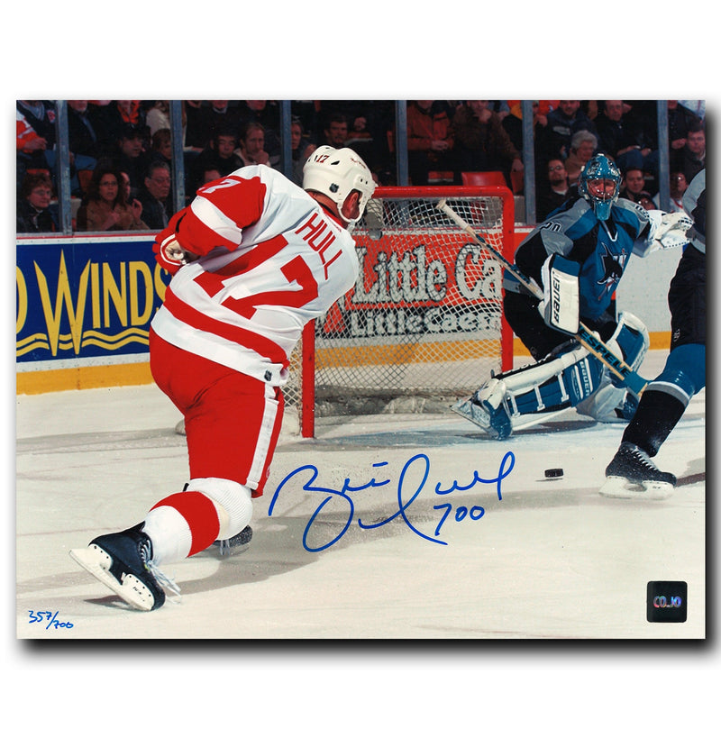 Brett Hull Detroit Red Wings Autographed 700th Goal 8x10 Photo (LE /700) CoJo Sport Collectables Inc.