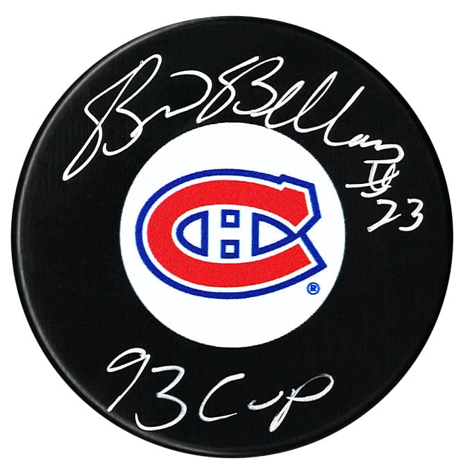Brian Bellows Autographed Montreal Canadiens 93 Cup Inscribed Puck CoJo Sport Collectables Inc.