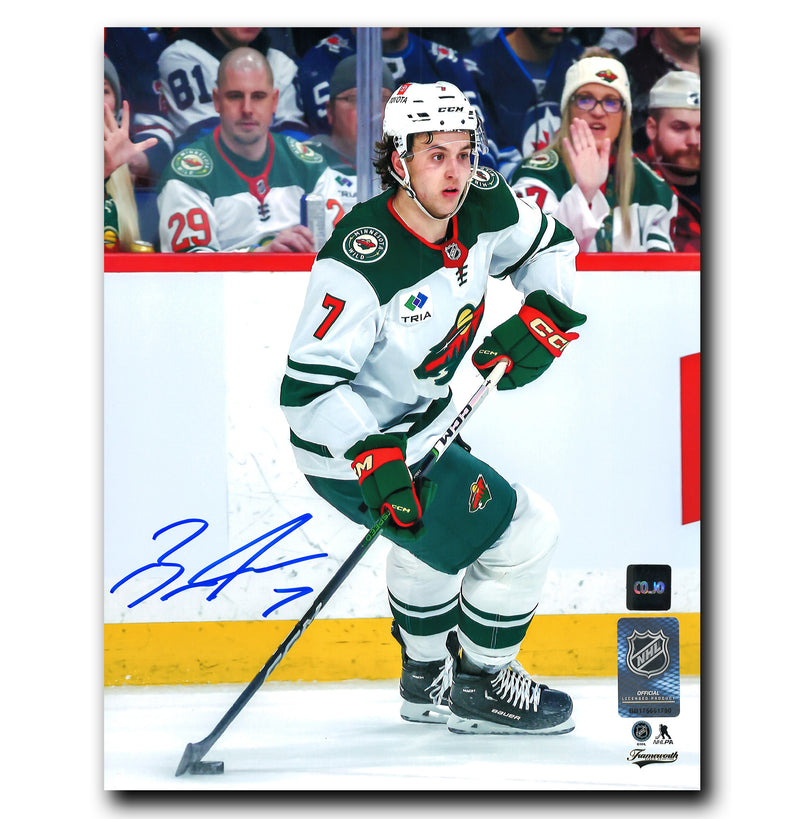 Brock Faber Minnesota Wild Autographed Action 8x10 Photo