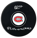 Bryce Pickford Autographed Montreal Canadiens Draft Inscribed Puck CoJo Sport Collectables Inc.