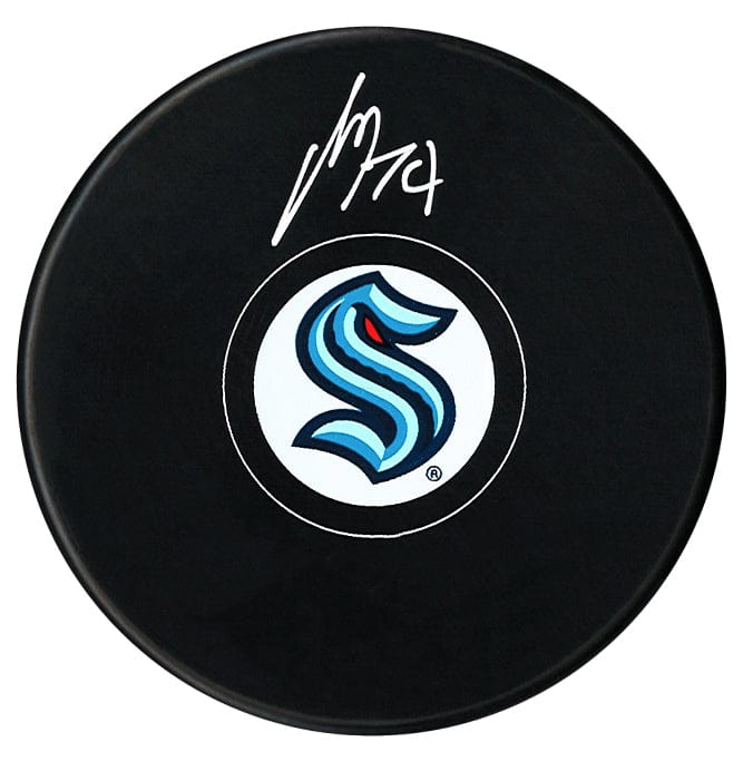 Carson Rehkopf Autographed Seattle Kraken Puck CoJo Sport Collectables Inc.