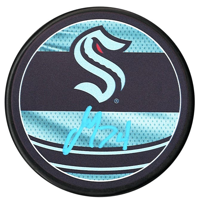 Carson Rehkopf Autographed Seattle Kraken Reverse Retro 2.0 Puck (Baby Blue) CoJo Sport Collectables Inc.