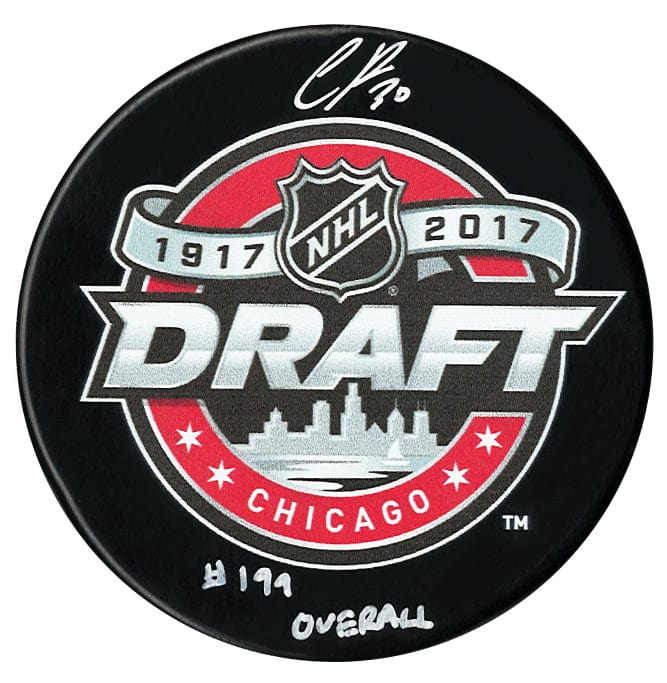 Cayden Primeau Autographed 2017 NHL Draft Inscribed Puck CoJo Sport Collectables Inc.
