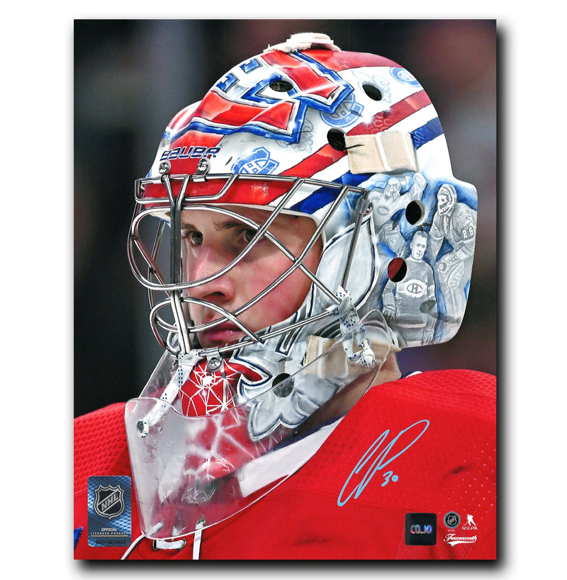 Cayden Primeau Montreal Canadiens Autographed Mask Vertical 8x10 Photo CoJo Sport Collectables Inc.