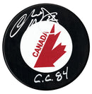 Charlie Huddy Autographed Canada Cup Inscribed Puck - CoJo Sport Collectables Inc.