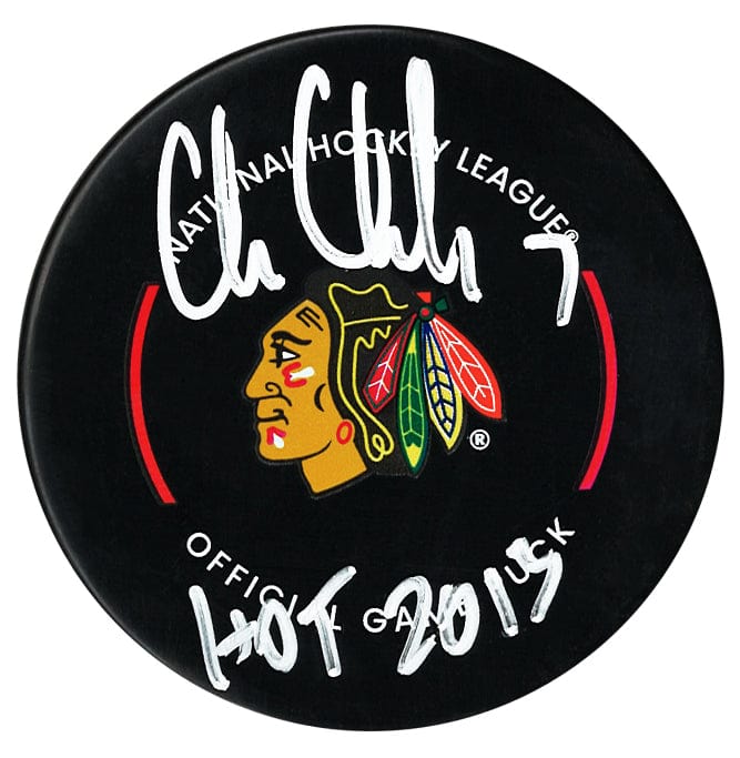 Chris Chelios Autographed Chicago Blackhawks HOF Inscribed Official Puck CoJo Sport Collectables Inc.