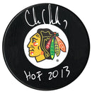 Chris Chelios Autographed Chicago Blackhawks HOF Inscribed Puck CoJo Sport Collectables Inc.
