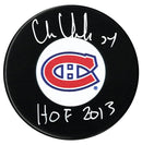 Chris Chelios Autographed Montreal Canadiens HOF Inscribed Puck CoJo Sport Collectables Inc.