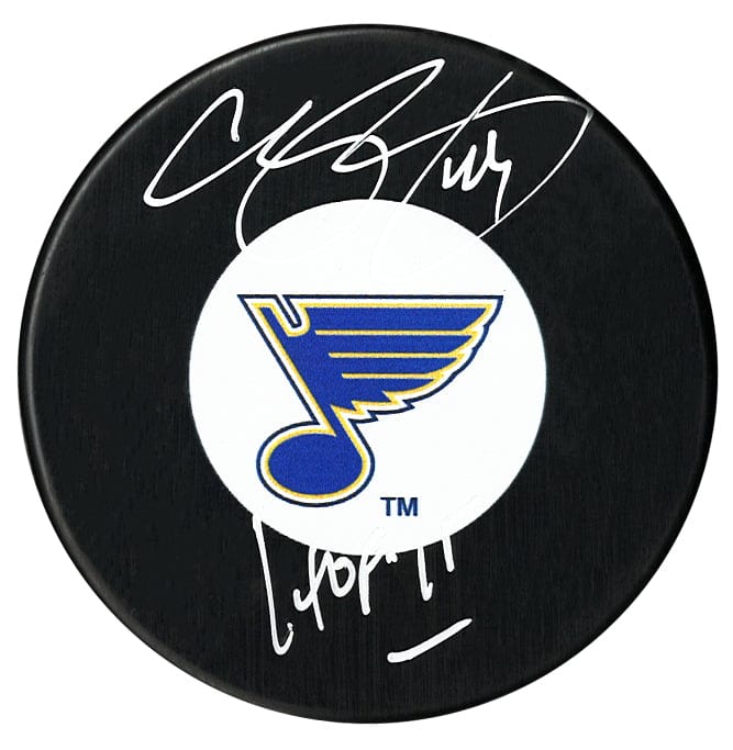 Chris Pronger Autographed St. Louis Blues HOF Inscribed Puck CoJo Sport Collectables Inc.