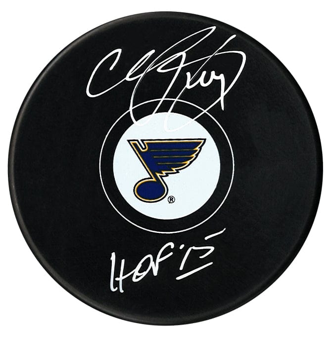 Chris Pronger Autographed St. Louis Blues HOF Inscribed Puck (Small Logo) CoJo Sport Collectables Inc.