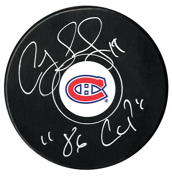 Craig Ludwig Autographed Montreal Canadiens Stanley Cup Inscribed Puck CoJo Sport Collectables Inc.