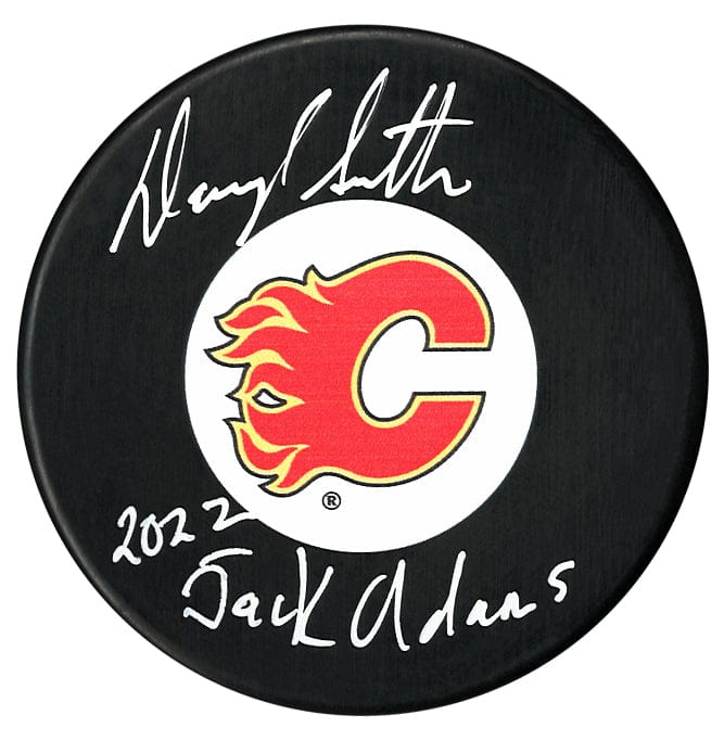 Darryl Sutter Autographed Calgary Flames Jack Adams Inscribed Puck CoJo Sport Collectables Inc.