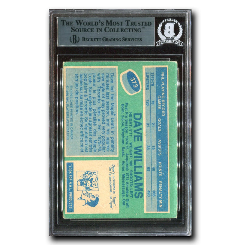 Dave Tiger Williams Autographed 1976-77 O-Pee-Chee