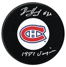 Denis Herron Autographed Montreal Canadiens Vezina Inscribed Puck CoJo Sport Collectables Inc.