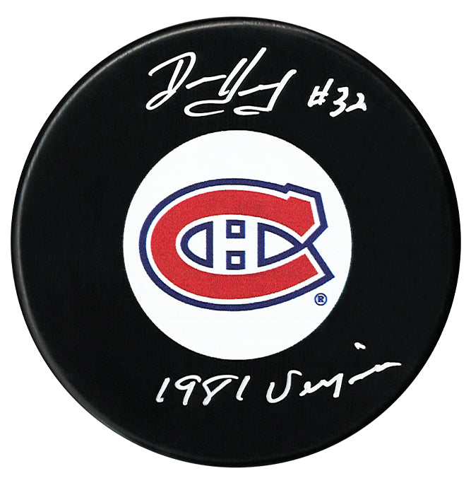 Denis Herron Autographed Montreal Canadiens Vezina Inscribed Puck