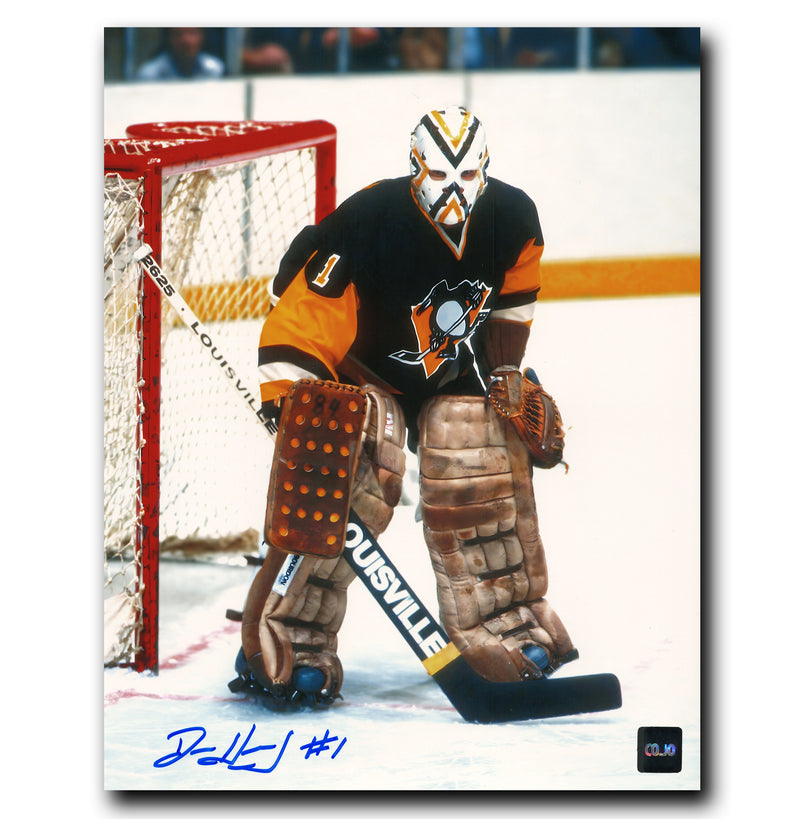 Denis Herron Pittsburgh Penguins Autographed Crease 8x10 Photo