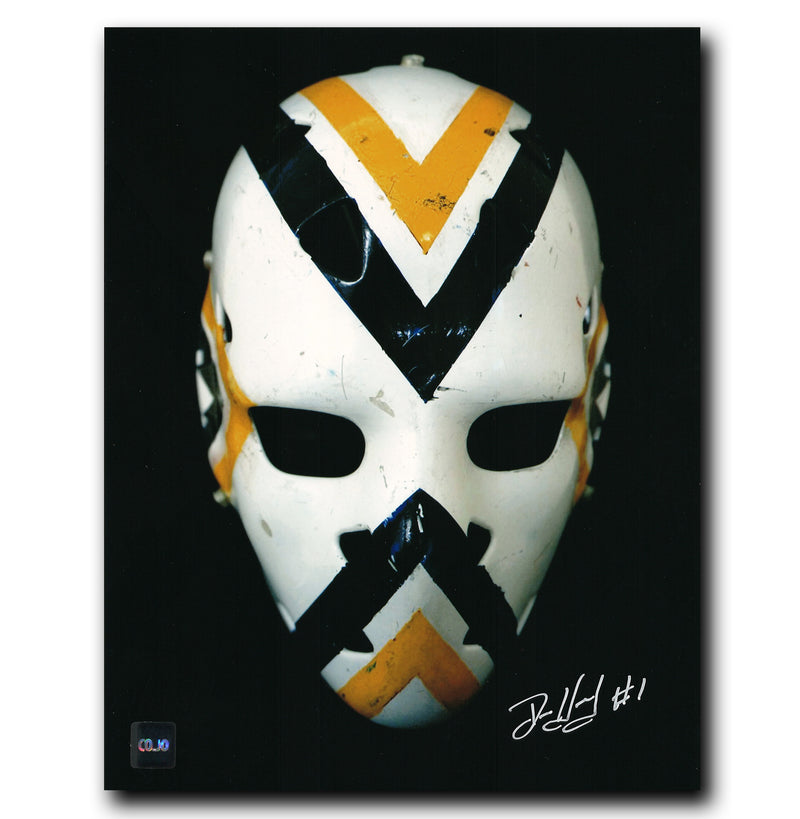 Denis Herron Pittsburgh Penguins Autographed Mask 8x10 Photo