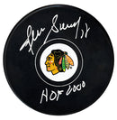 Denis Savard Autographed Chicago Blackhawks HOF Inscribed Puck - CoJo Sport Collectables Inc.