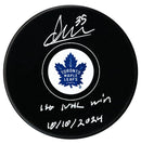 Dennis Hildeby Autographed Toronto Maple Leafs 1st Win Inscribed Puck CoJo Sport Collectables Inc.