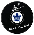 Dennis Hildeby Autographed Toronto Maple Leafs Draft Inscribed Puck CoJo Sport Collectables Inc.