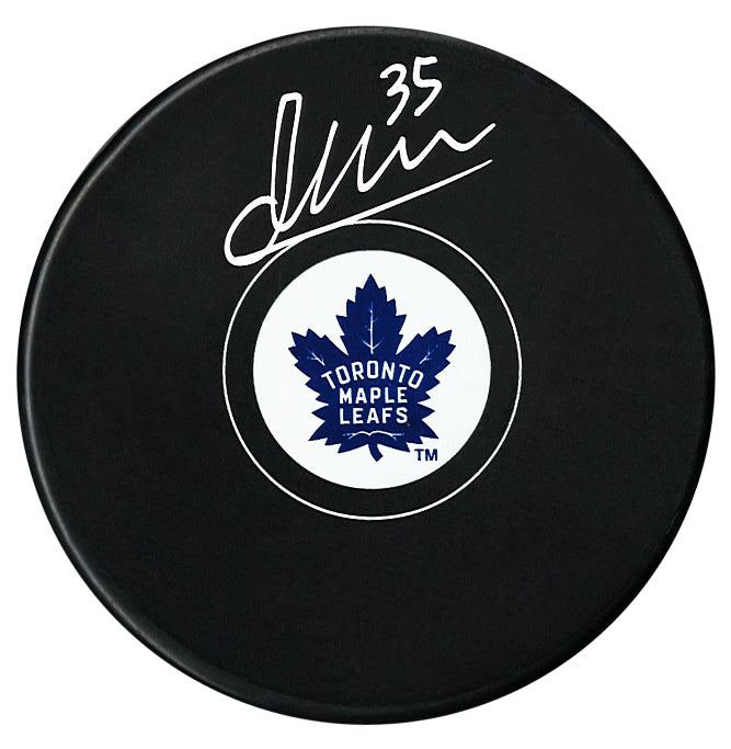 Dennis Hildeby Autographed Toronto Maple Leafs Puck