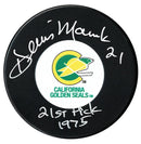 Dennis Maruk Autographed California Golden Seals Draft Inscribed Puck CoJo Sport Collectables Inc.