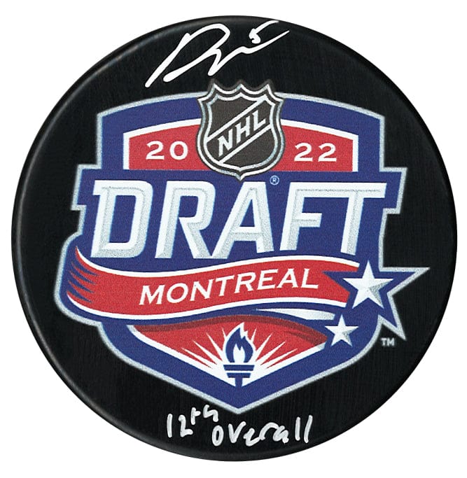 Denton Mateychuk Autographed 2022 NHL Draft Inscribed Puck CoJo Sport Collectables Inc.