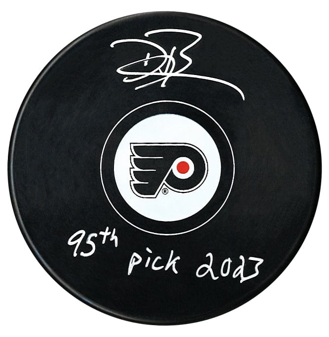 Denver Barkey Autographed Philadelphia Flyers Draft Inscribed Puck CoJo Sport Collectables Inc.