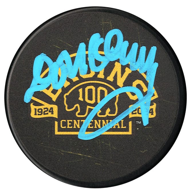 Don Cherry Autographed Boston Bruins Centennial Season Camo Puck (Baby Blue) CoJo Sport Collectables Inc.