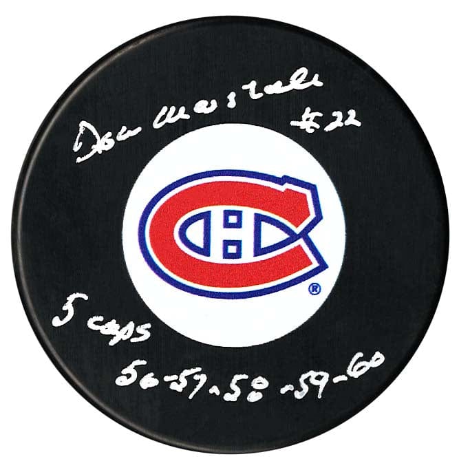 Don Marshall Autographed Montreal Canadiens Stanley Cups Inscribed Puck CoJo Sport Collectables Inc.