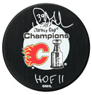 Doug Gilmour Autographed Calgary Flames 1989 Stanley Cup Champions Inscribed Puck