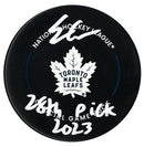 Easton Cowan Autographed Toronto Maple Leafs Draft Inscribed Official Puck CoJo Sport Collectables Inc.