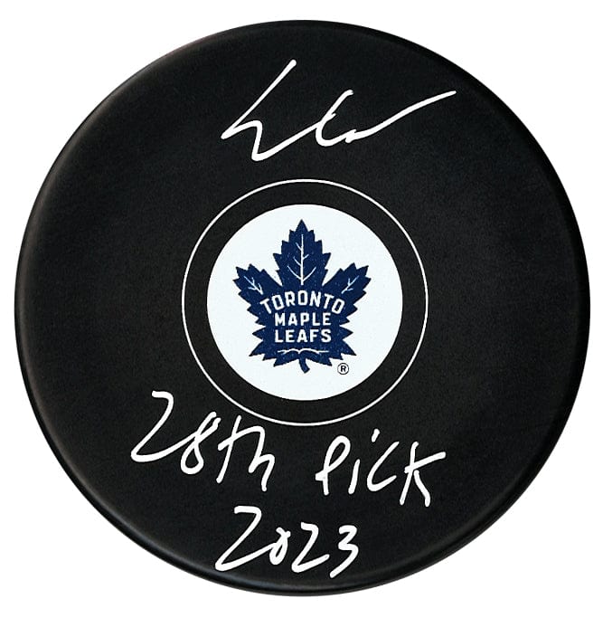 Easton Cowan Autographed Toronto Maple Leafs Draft Inscribed Puck CoJo Sport Collectables Inc.