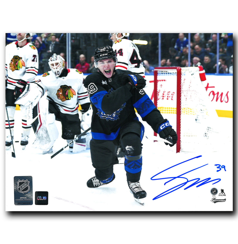 Fraser Minten Toronto Maple Leafs Autographed Bieber Flipside Goal Celebration 8x10 Photo