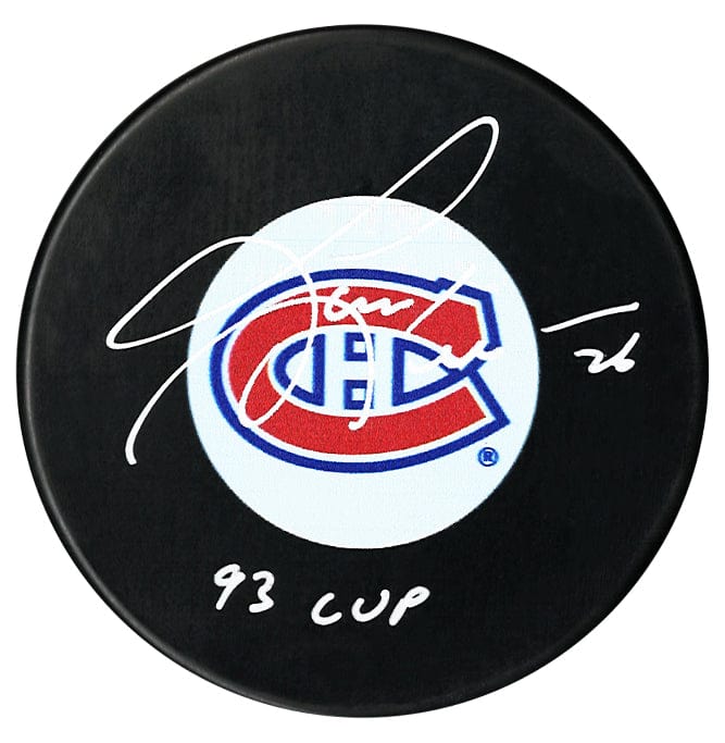 Gary Leeman Autographed Montreal Canadiens Stanley Cup Inscribed Puck CoJo Sport Collectables Inc.