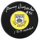 Gerry Desjardins Autographed Los Angeles Kings Wins Inscribed Puck CoJo Sport Collectables Inc.