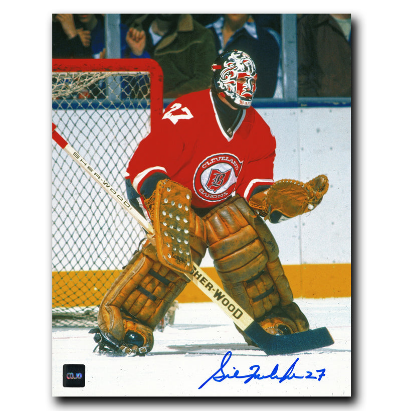 Gilles Meloche Cleveland Barons Autographed 8x10 Photo